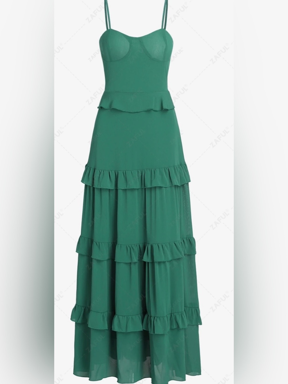 Sleeveless Emerald Ruffle Tiered Maxi Dress